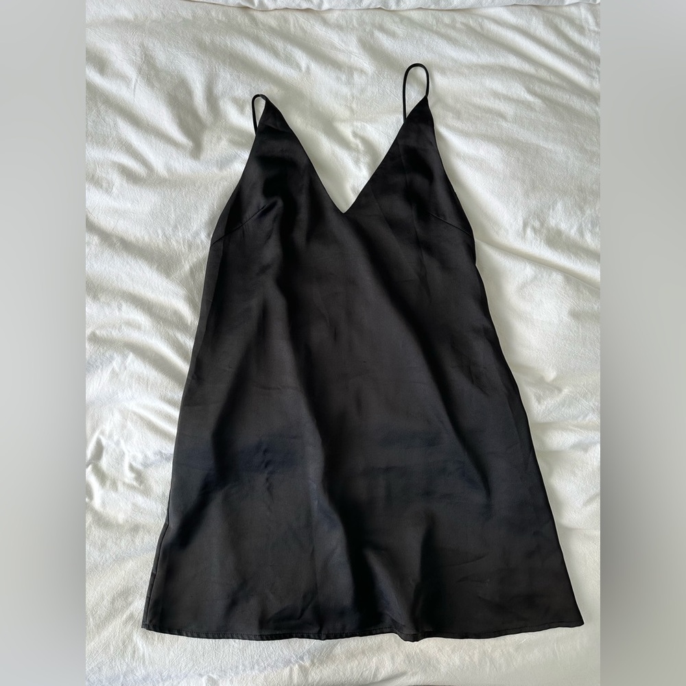 Black v neck slip dress